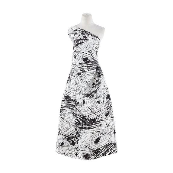 Zelouf Splash Print On Charmeuse , Sewing, DIY, Crafts Fabric by the Yard, White/black, 5 Yard