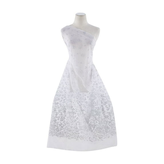 Zelouf Spotted One Side Cheetah Glitter On Tulle 1X , Sewing, DIY, Crafts Fabric by the Yard, Ivory/silver, 10 Yard