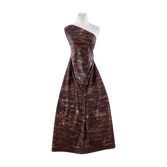 Zelouf Spun Polyester Spandex W/ Foil , Sewing, DIY, Crafts Fabric by the Yard, 288 Brownie/cop, 3 Yard