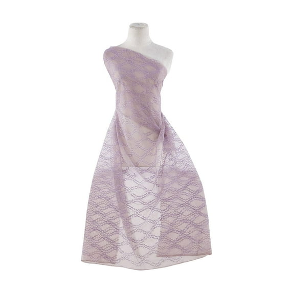 Zelouf Squiggly Hour Glass Glitter On Tulle , Sewing, DIY, Crafts Fabric by the Yard, Buffblush/lilac, 5 Yard