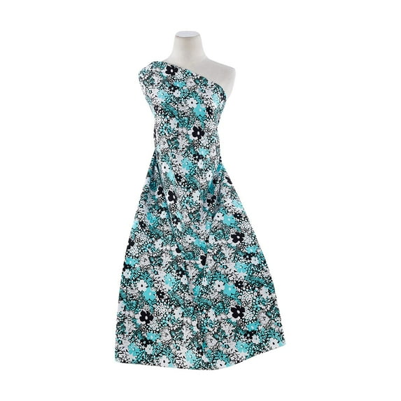 Zelouf St Poplin Print , Sewing, DIY, Crafts Fabric by the Yard, 979 Blk/jade, 3 Yard