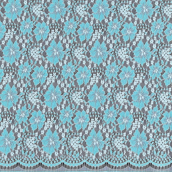 Zelouf Stage Floral Lace [1.75 Per Panel]  , Sewing, DIY, Crafts Fabric by the Yard, Aqua/white, 3 Yard