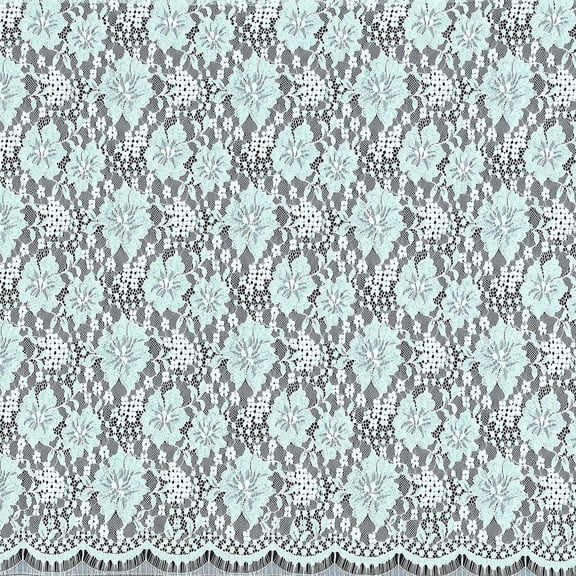 Zelouf Stage Floral Lace [1.75 Per Panel]  , Sewing, DIY, Crafts Fabric by the Yard, Turq/white, 3 Yard