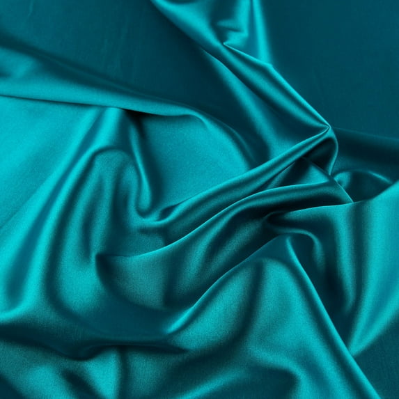 Zelouf Stretch Charmeuse Satin , Sewing, DIY, Crafts Fabric by the Yard, Teal Ballet, 20 Yard