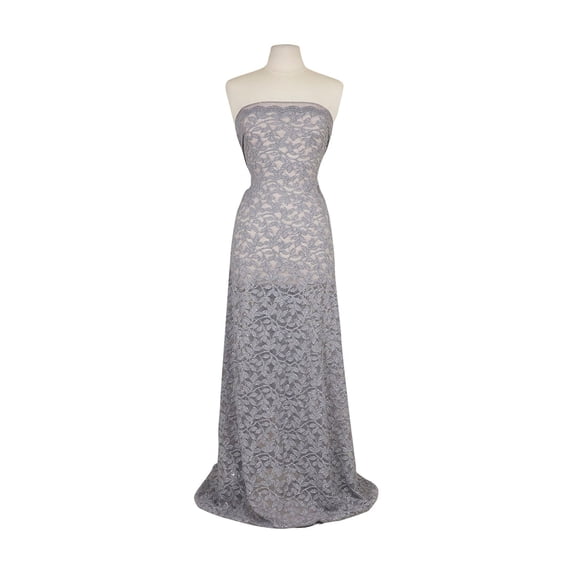 Zelouf Stretch Cherry Glitter Lace , Sewing, DIY, Crafts Fabric by the Yard, Calm Grey, 10 Yard