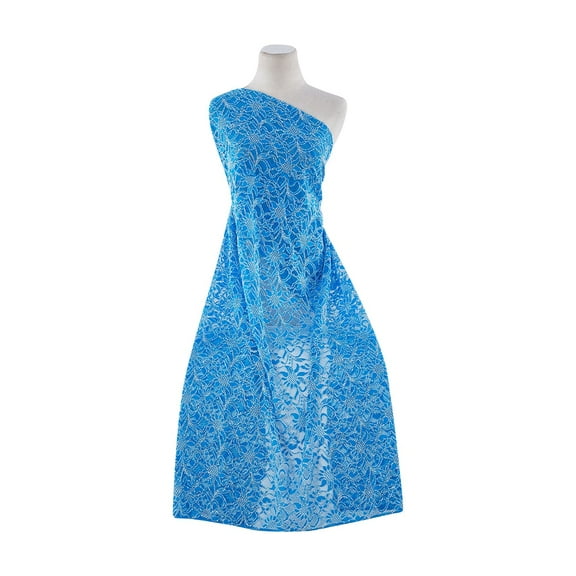 Zelouf Stretch Corded Lace  , Sewing, DIY, Crafts Fabric by the Yard, Hot Aqua, 3 Yard