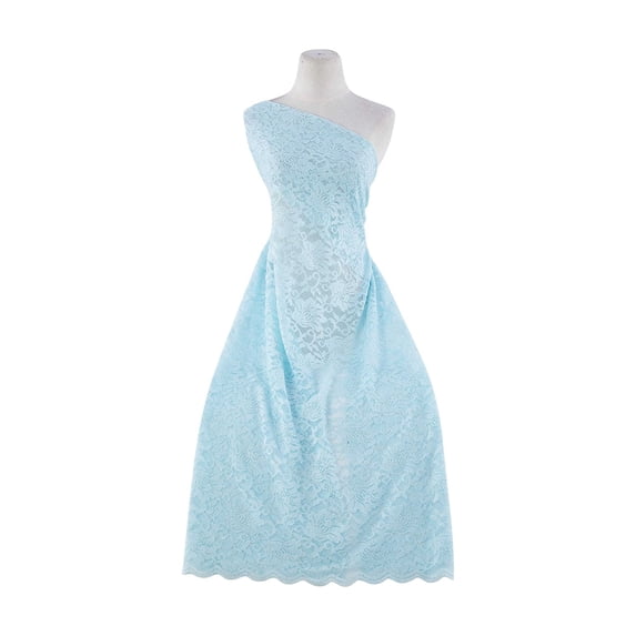 Zelouf Stretch Lace With Scallop With Roller Glitter , Sewing, DIY, Crafts Fabric by the Yard, Aqua Dream, 5 Yard
