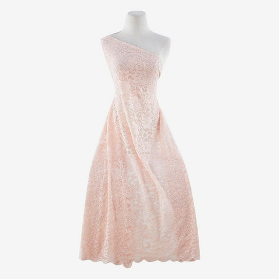 Zelouf Stretch Lace With Scallop With Roller Glitter , Sewing, DIY, Crafts Fabric by the Yard, Blossom Bliss, 5 Yard