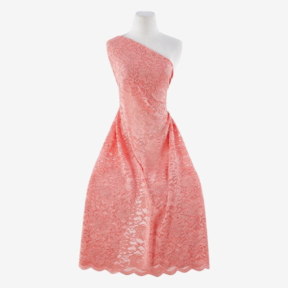 Zelouf Stretch Lace With Scallop With Roller Glitter , Sewing, DIY, Crafts Fabric by the Yard, Coral Dream, 20 Yard