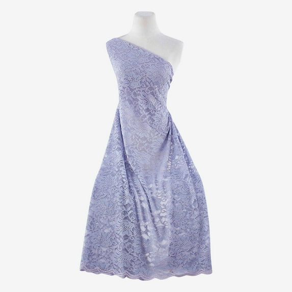 Zelouf Stretch Lace With Scallop With Roller Glitter , Sewing, DIY, Crafts Fabric by the Yard, Lavender Dream, 3 Yard