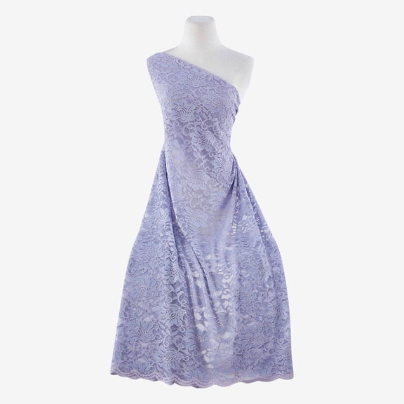 Zelouf Stretch Lace With Scallop With Roller Glitter , Sewing, DIY, Crafts Fabric by the Yard, Lavender Dream, 3 Yard
