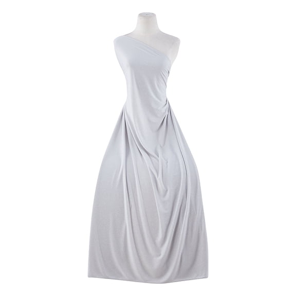 Zelouf Stretch Lace With Scallop With Roller Glitter , Sewing, DIY, Crafts Fabric by the Yard, Silver Glass, 3 Yard