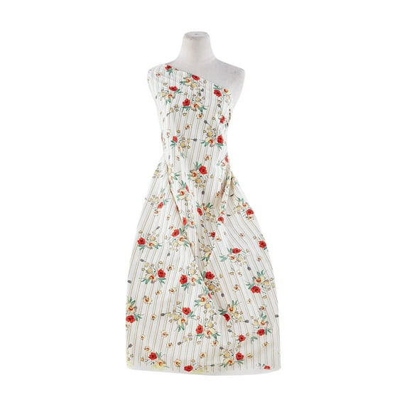 Zelouf Stretch Poplin Print , Sewing, DIY, Crafts Fabric by the Yard, 135 Wht/red, 5 Yard