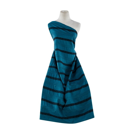 Zelouf Stripe Pintuck & Tone Lace On Alexandra N/p Taffeta , Sewing, DIY, Crafts Fabric by the Yard, Jade Mirror, 3 Yard