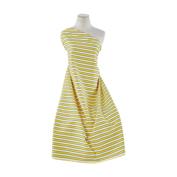 Zelouf Stripe Pique Print , Sewing, DIY, Crafts Fabric by the Yard, 519 Yellow/wht, 5 Yard
