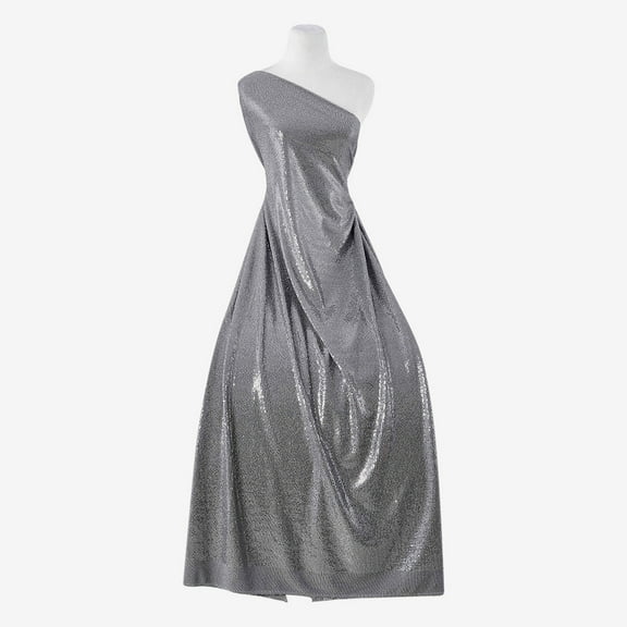 Zelouf Stripe Sequin Knit , Sewing, DIY, Crafts Fabric by the Yard, Blk/silver, 3 Yard