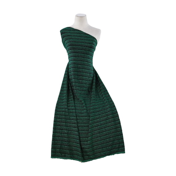 Zelouf Stripy Lurex Knit , Sewing, DIY, Crafts Fabric by the Yard, Black/emerald, 3 Yard
