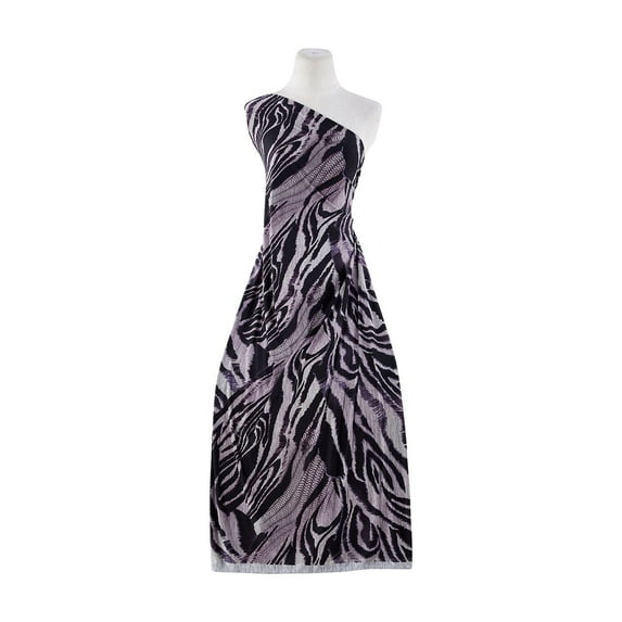Zelouf Suji Knit Print , Sewing, DIY, Crafts Fabric by the Yard, 906 Blk/purple, 50 Yard