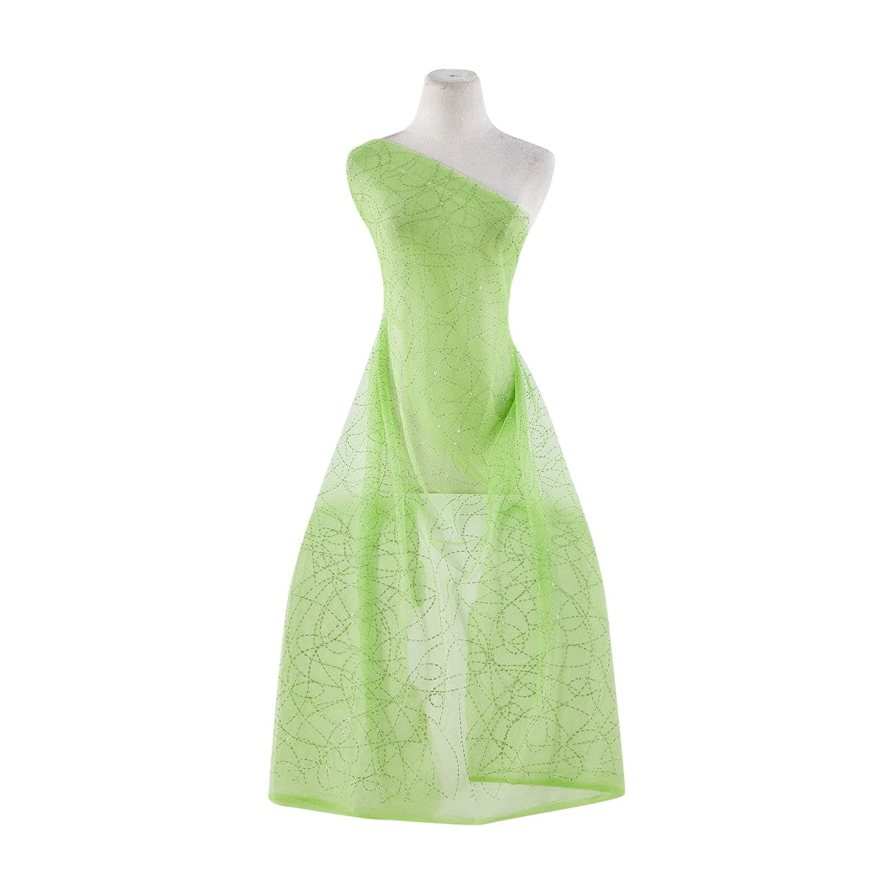Zelouf Swirl Glitter With Glitter Hologram On Tulle  , Sewing, DIY, Crafts Fabric by the Yard, Lime Twist, 7 Yard