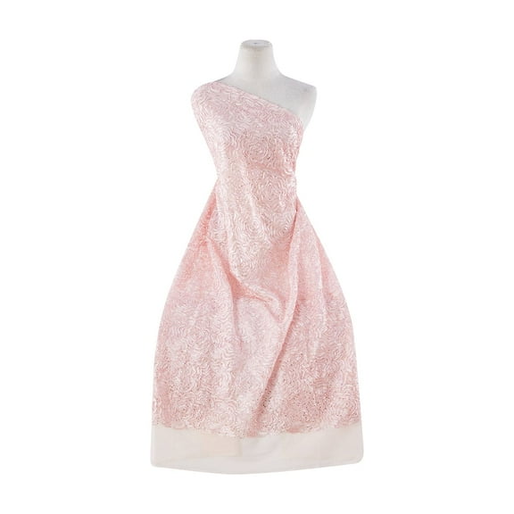 Zelouf Tape Embroidery Roses On Tulle With Tonal Sequins  , Sewing, DIY, Crafts Fabric by the Yard, Rose, 3 Yard