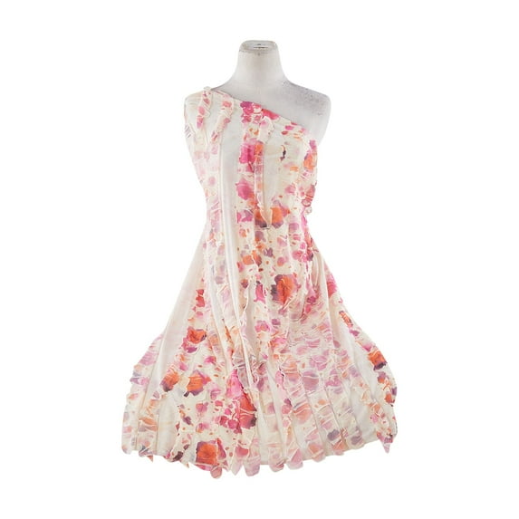 Zelouf Tie Dye Print On Ruffle , Sewing, DIY, Crafts Fabric by the Yard, Wht/plum/tang, 1 Yard