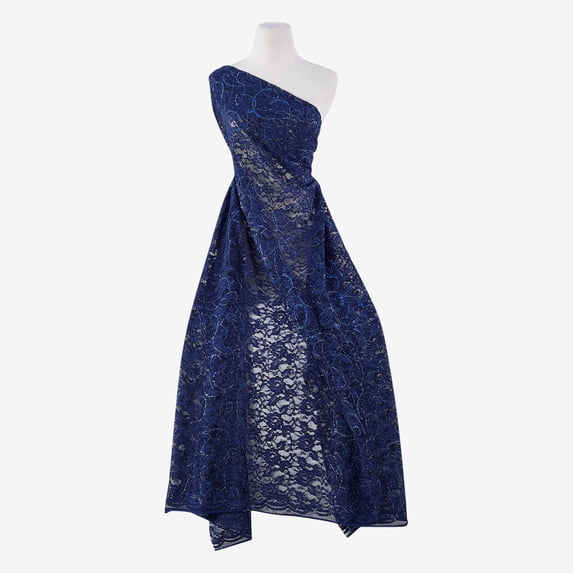 Zelouf Tinker Glitter Lace , Sewing, DIY, Crafts Fabric by the Yard, Navy/navy, 10 Yard