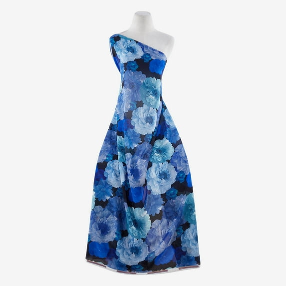 Zelouf Tossed Floral Print Hmc , Sewing, DIY, Crafts Fabric by the Yard, Black/blue, 20 Yard