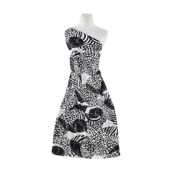 Zelouf Tribal Zebra And Cheetah Print With Trans On Lace , Sewing, DIY, Crafts Fabric by the Yard, Ivory/black, 50 Yard
