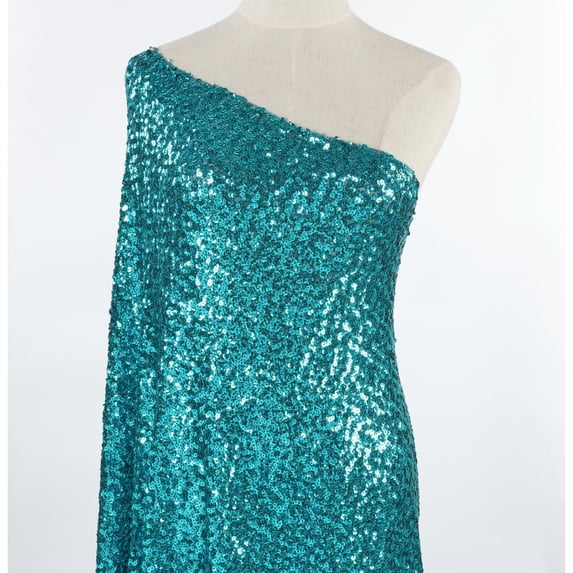 Zelouf Tula Faceted All Over Sequin Mesh , Sewing, DIY, Crafts Fabric by the Yard, Brilliant Turquoise, 50 Yard