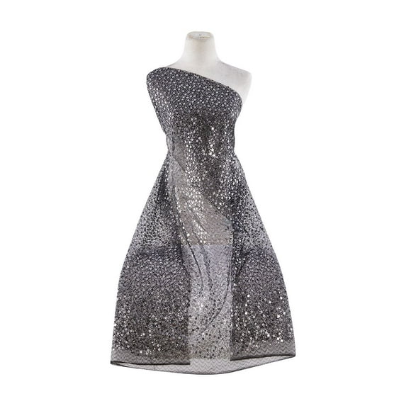 Zelouf Tulle Square Sequin , Sewing, DIY, Crafts Fabric by the Yard, Black/gunmetal, 3 Yard