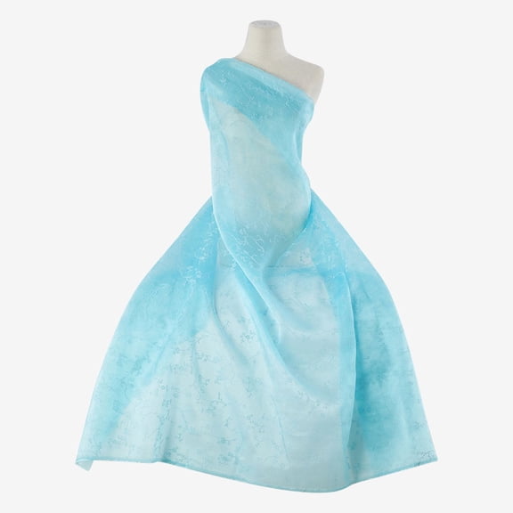 Zelouf Turquoise Floral Flocked, Sewing, DIY, Crafts Fabric by the Yard, Turquoise, 5 Yard