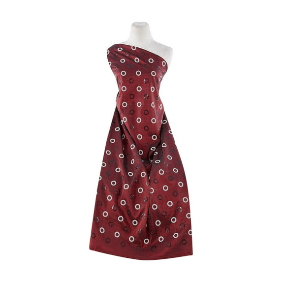 Zelouf Two-Color Circle Sequins On Alexandra N/p Taffeta , Sewing, DIY, Crafts Fabric by the Yard, Garnet Coin, 10 Yard