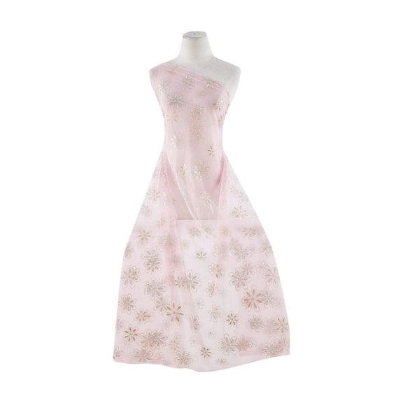 Zelouf Two-Tone Flower Glitter On Tulle , Sewing, DIY, Crafts Fabric by the Yard, Sheer Pink, 5 Yard