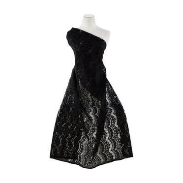Zelouf Ultra Velvet Lace  , Sewing, DIY, Crafts Fabric by the Yard, Black, 3 Yard