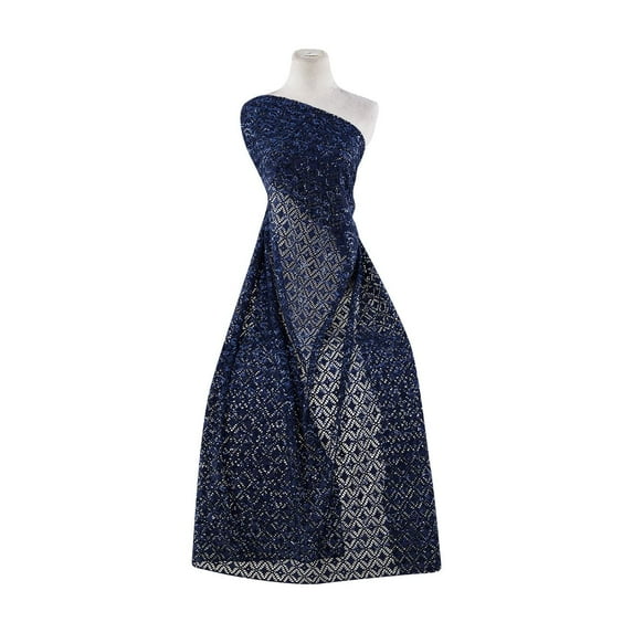 Zelouf Vegas Lace W/sequins , Sewing, DIY, Crafts Fabric by the Yard, Navy Honor, 3 Yard