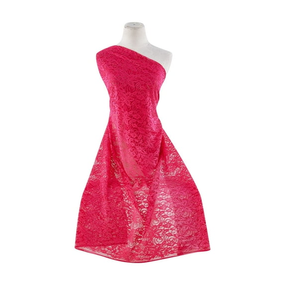 Zelouf Venice Stretch Lace , Sewing, DIY, Crafts Fabric by the Yard, Fuchsia Heart, 5 Yard