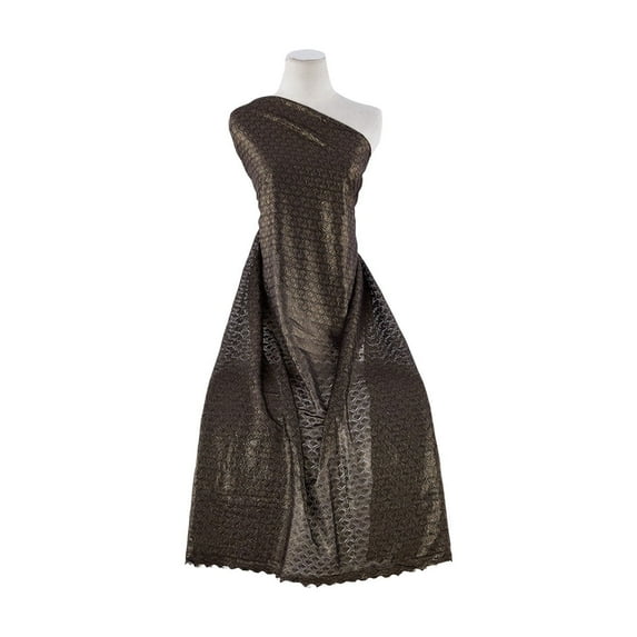 Zelouf Vera Lace Knit W/foil , Sewing, DIY, Crafts Fabric by the Yard, Black/gold, 50 Yard