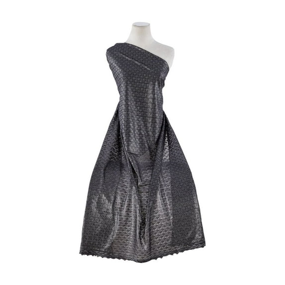 Zelouf Vera Lace Knit W/foil , Sewing, DIY, Crafts Fabric by the Yard, Black/silver, 3 Yard
