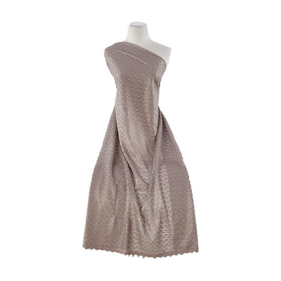 Zelouf Vera Lace Knit W/foil , Sewing, DIY, Crafts Fabric by the Yard, Misty Taupe/gold, 1 Yard