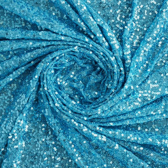 Zelouf Version 1 Sequin Span Mesh  , Sewing, DIY, Crafts Fabric by the Yard, Pool Blue, 3 Yard