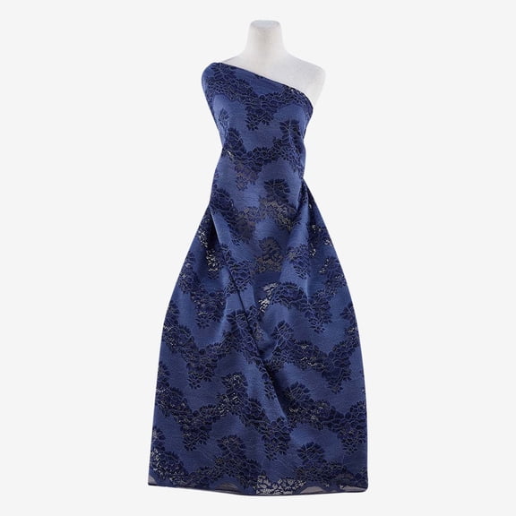 Zelouf Vibrant Two Tone Corded Lace  , Sewing, DIY, Crafts Fabric by the Yard, Navy Combo, 3 Yard