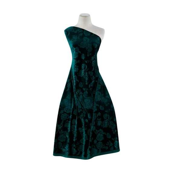 Zelouf Victoriane Bouquet Embossed Velvet , Sewing, DIY, Crafts Fabric by the Yard, 779 Treasure Teal, 10 Yard