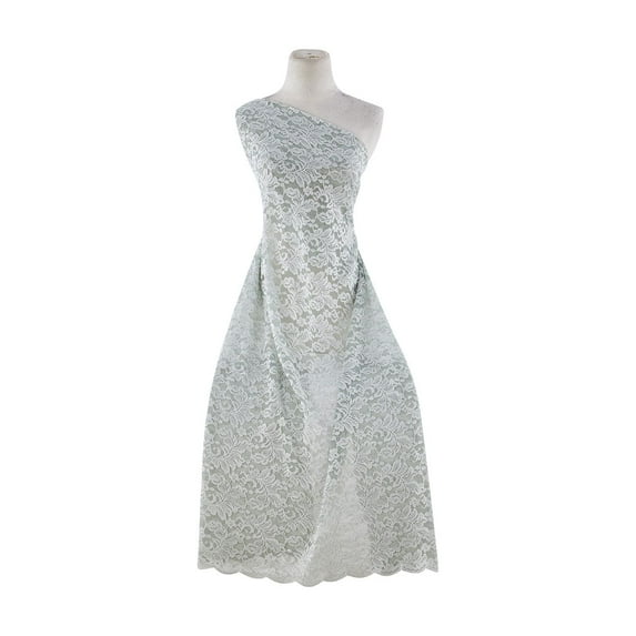 Zelouf Vienna 2 Tone Floral Lace W/line Foil & Scallop , Sewing, DIY, Crafts Fabric by the Yard, Sage Muse/ivy, 1 Yard