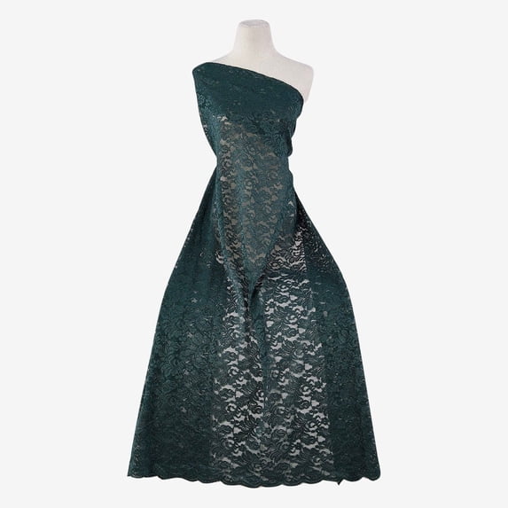 Zelouf Vienna Floral Lace W/glitter & Scallop , Sewing, DIY, Crafts Fabric by the Yard, Arresting Emera, 1 Yard