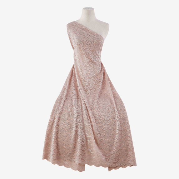 Zelouf Vienna Floral Lace W/glitter & Scallop , Sewing, DIY, Crafts Fabric by the Yard, Quartz Muse, 5 Yard