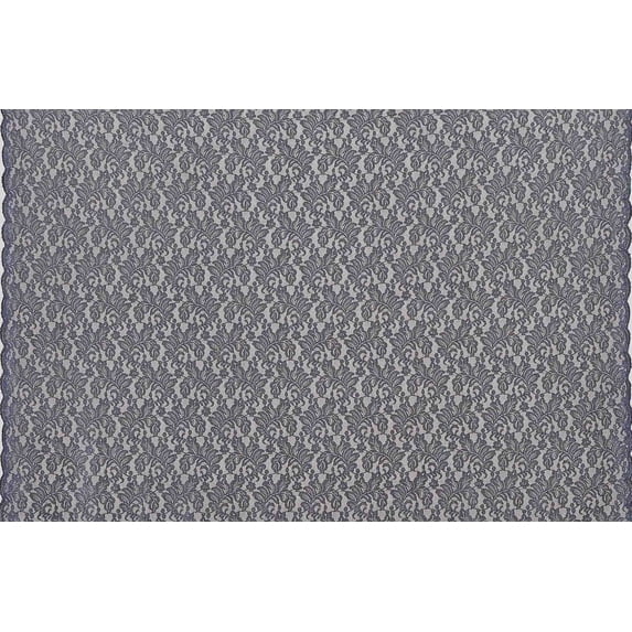 Zelouf Vienna Floral Lace W/glitter & Scallop , Sewing, DIY, Crafts Fabric by the Yard, Slate/black, 1 Yard