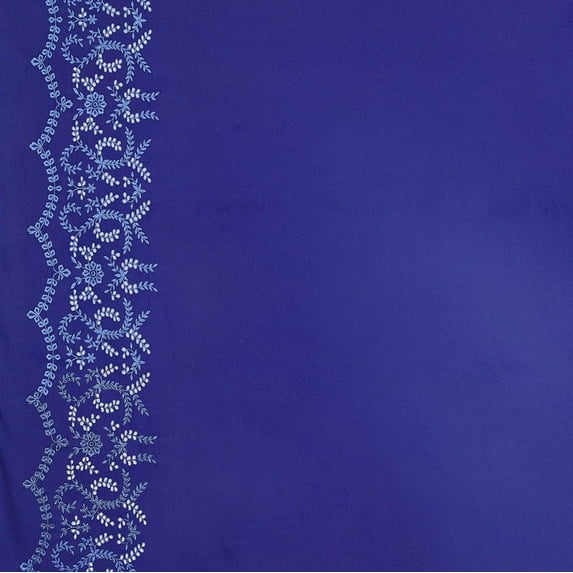 Zelouf Vine Eyelet Border Cdc , Sewing, DIY, Crafts Fabric by the Yard, Indigo/peri, 5 Yard