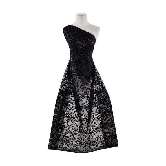 Zelouf Vino Floral Lace , Sewing, DIY, Crafts Fabric by the Yard, Black, 3 Yard