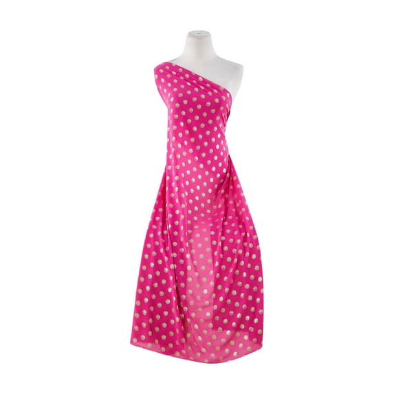 Zelouf Washer Chiffon With Shaky Dot Foil , Sewing, DIY, Crafts Fabric by the Yard, Fuchsia/gold, 20 Yard