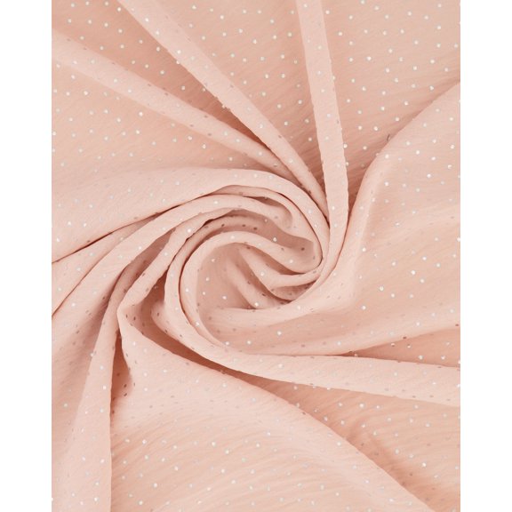 Zelouf Washer Poly With Foil Dot  , Sewing, DIY, Crafts Fabric by the Yard, Blush/silver, 10 Yard
